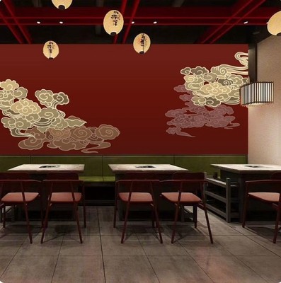 背景墙装修壁布禅意寺庙佛堂壁画