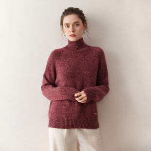 织意系列康赛妮老钱风100%山羊绒衫女高领加厚花纱针织毛衣秋冬