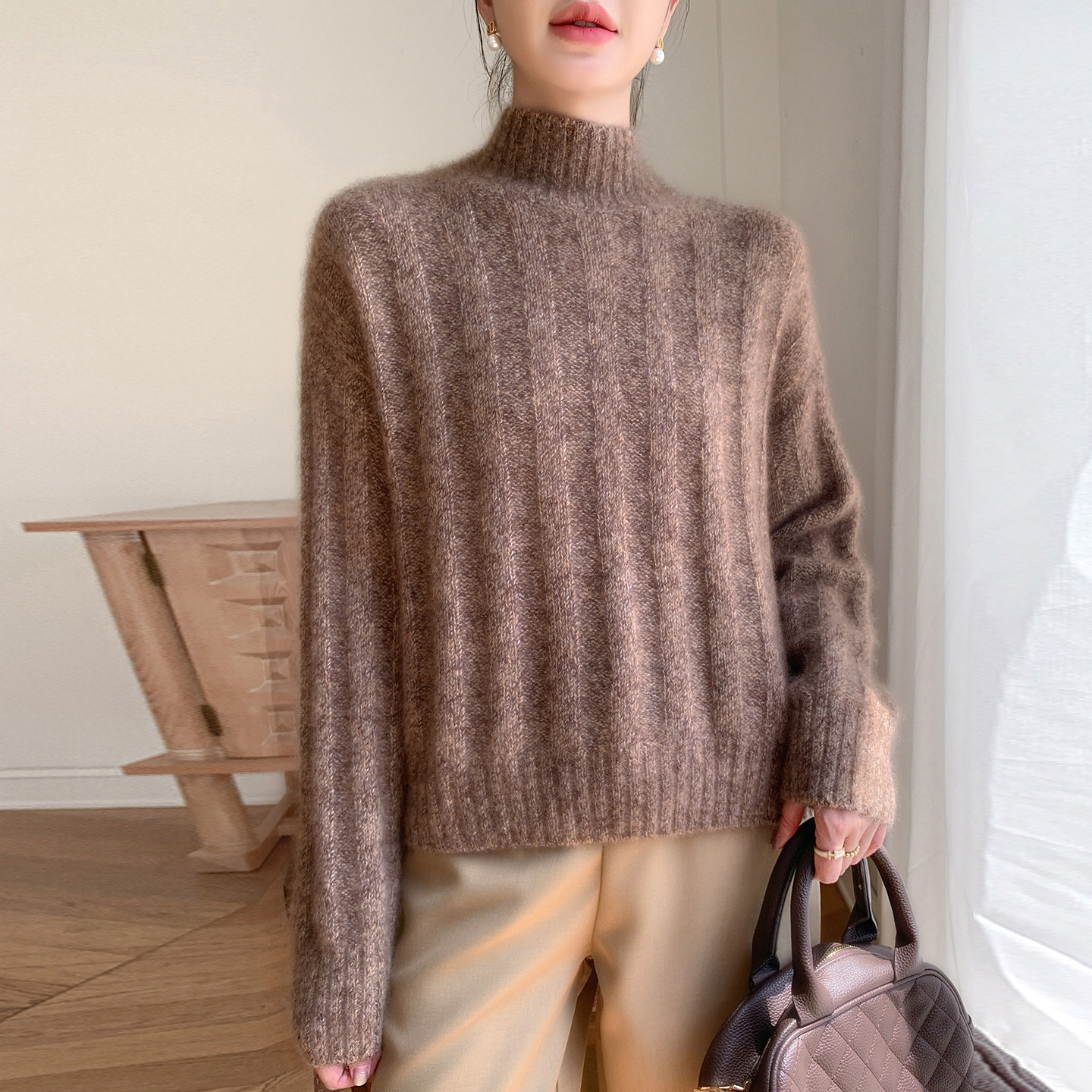 康宝来丝山羊绒衫女半高领加厚宽松时尚针织衫秋冬新款毛衣上衣,女装/女士精品,羊绒衫,淘宝优惠券,粉丝福利购,淘宝优惠卷