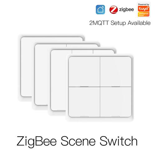 Zigbee涂鸦智能无线4键场景开关+