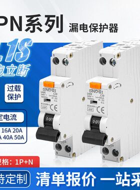 带过载保护DPN漏电保护器 18模数RCBO漏电保护开关智能漏电断路器