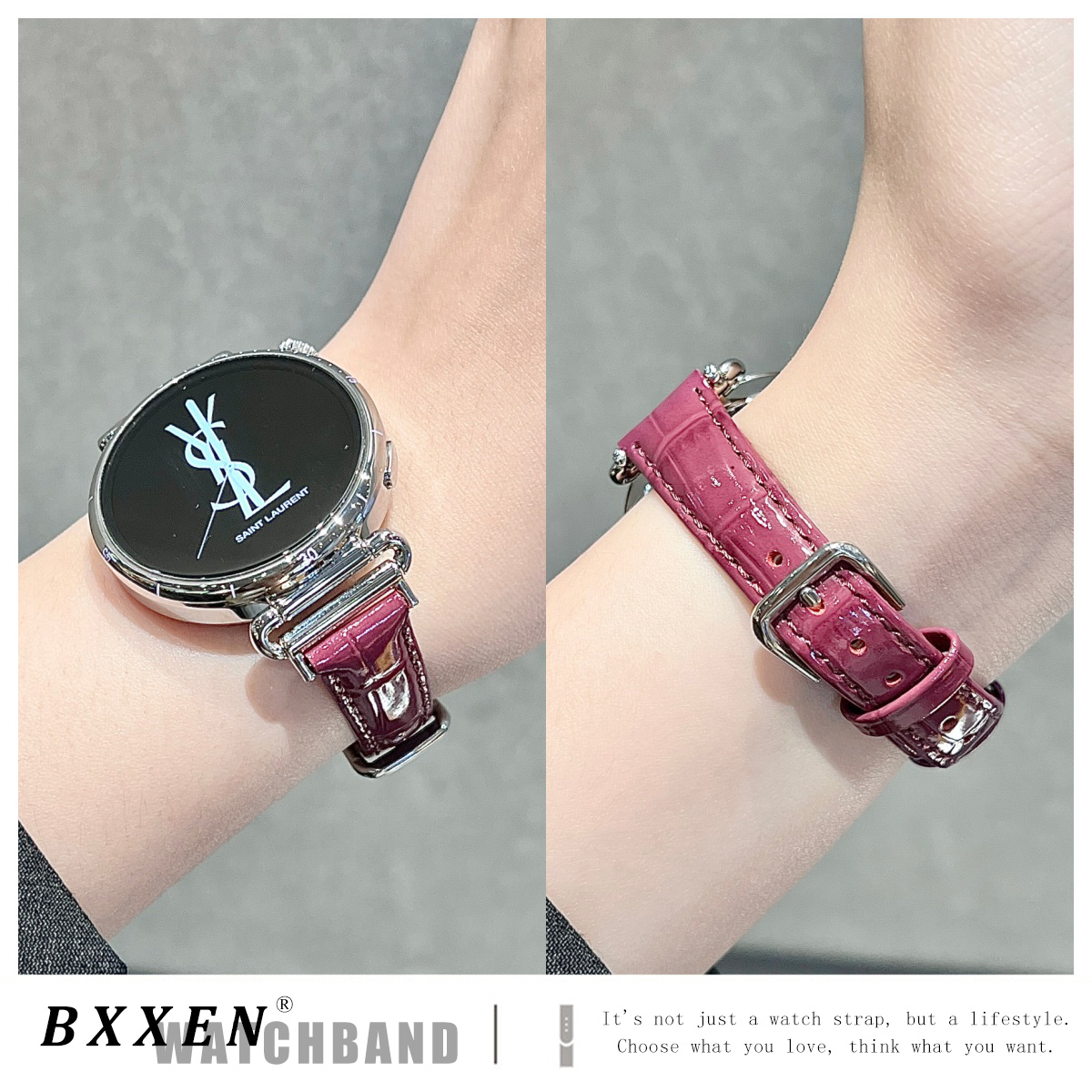 适用华为gt6手表gt5表带gt4新款GT5pro复古漆面竹节纹watch4pro智能手表watch3pro女款皮质时尚gt3高级感gt2