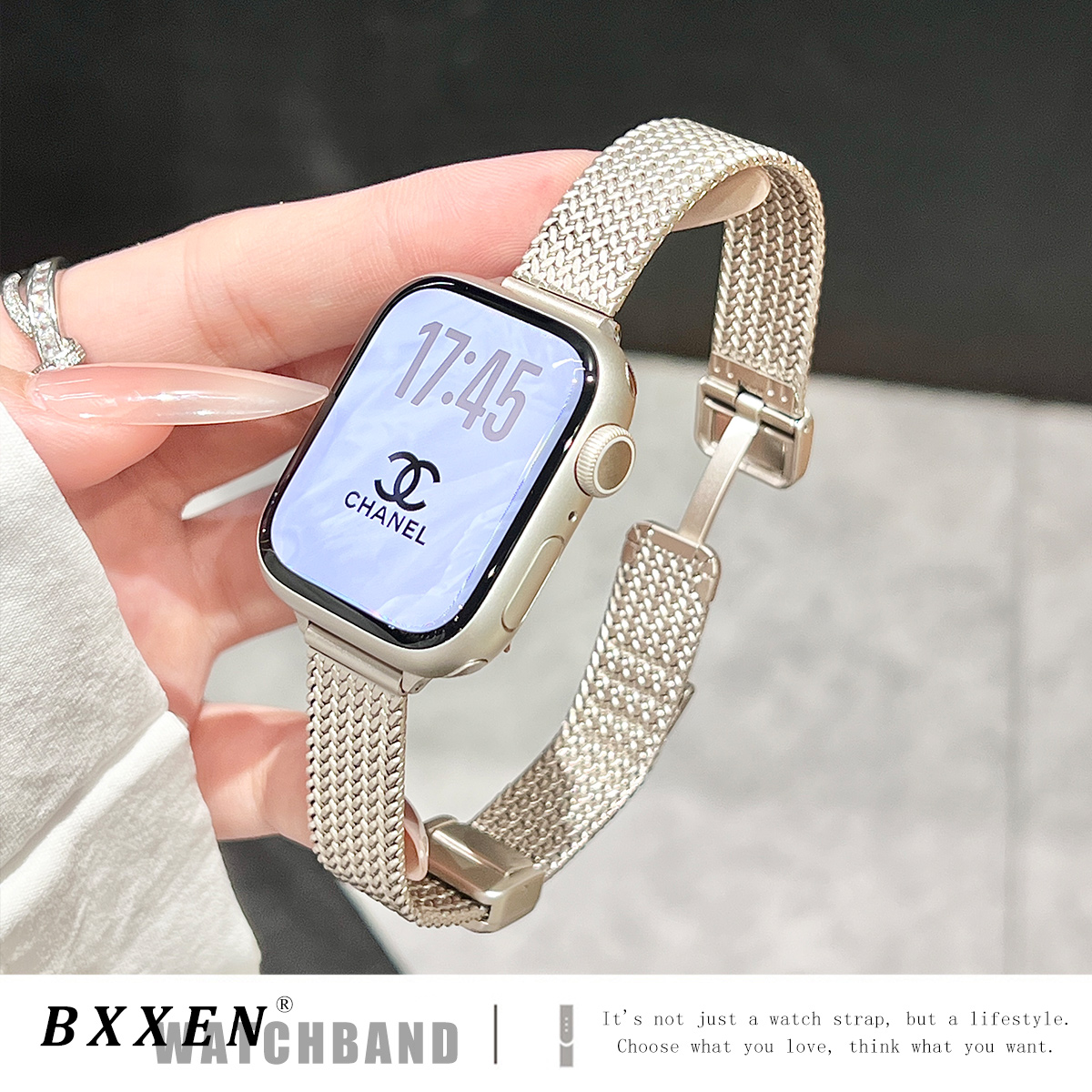 适用苹果手表s10表带新款磁吸扣iwatch9手表带麦穗折叠扣applewatch个性S87654代夏天ultra女款SE男款高级感