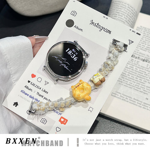 适用华为gt6手表gt5表带gt4新款GT5pro甜甜圈猫咪watch4pro智能手表watch3pro女款专用gt3休闲可爱gt2创意gt