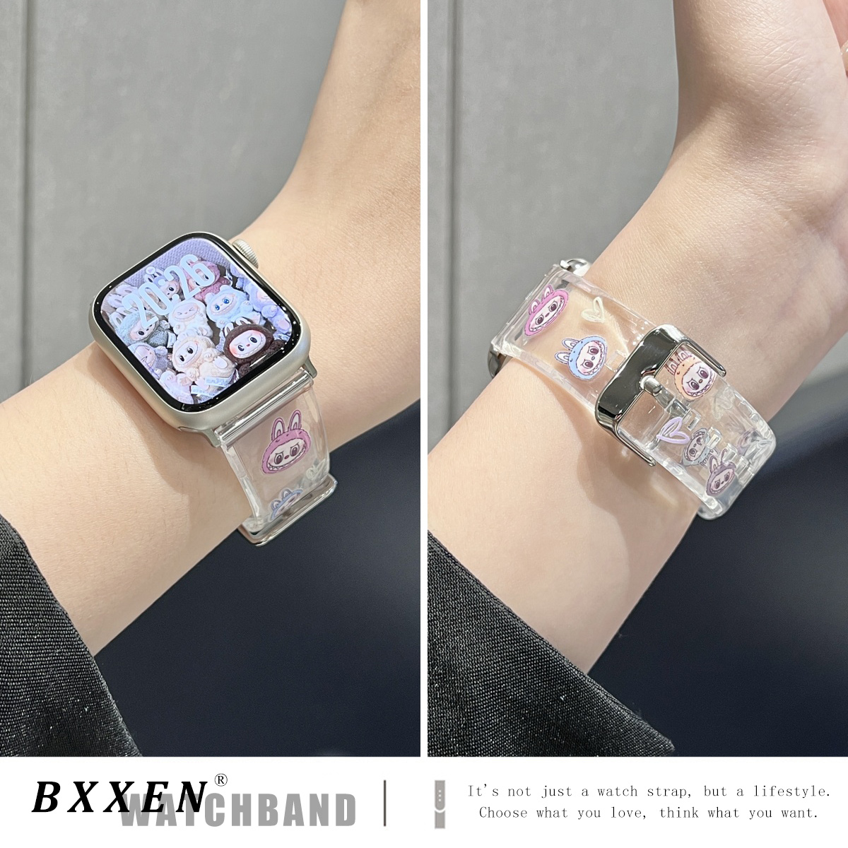 适用苹果手表s10表带新款iwatch9手表带彩星拉布布硅胶applewatch高级感S87654代夏天ultra男女款SE可爱个性