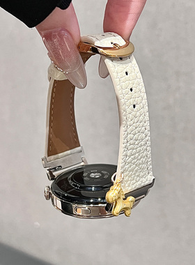 适用华为gt6手表gt5表带gt4新款GT5pro小马吊坠荔枝纹watch4pro智能手表watch3pro女款皮质时尚gt3高级感gt2