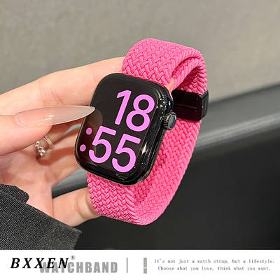 适用苹果手表s10表带applewatch9编织磁吸尼龙ultra运动iwatchs87654代手表带夏季透气弹力回环se男女款高级