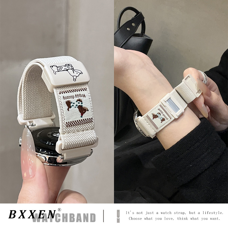 适用华为gt5表带新款gt4可爱腊肠狗watch4回环尼龙磁吸扣腕带watch3pro女夏天gt3pro智能手表运动gt2替换带男