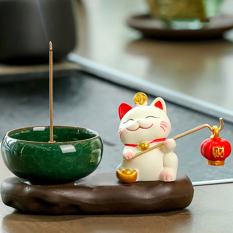 招财猫家居禅意香熏炉线盘香驱蚊