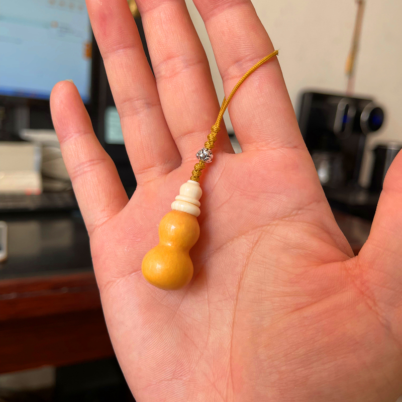 天然文玩手捻把玩草里金真特小开口葫芦挂件车挂钥匙扣手机链饰品