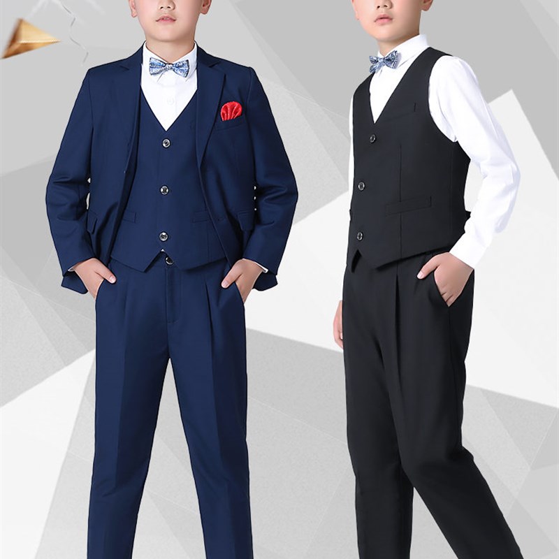 儿童西装加肥大码主持人钢琴演出服青少年唱歌表演礼服套装男大童
