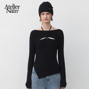 Nain2025年露肩针织衫 Atelier 小众上衣女 一枝南南福富月同款