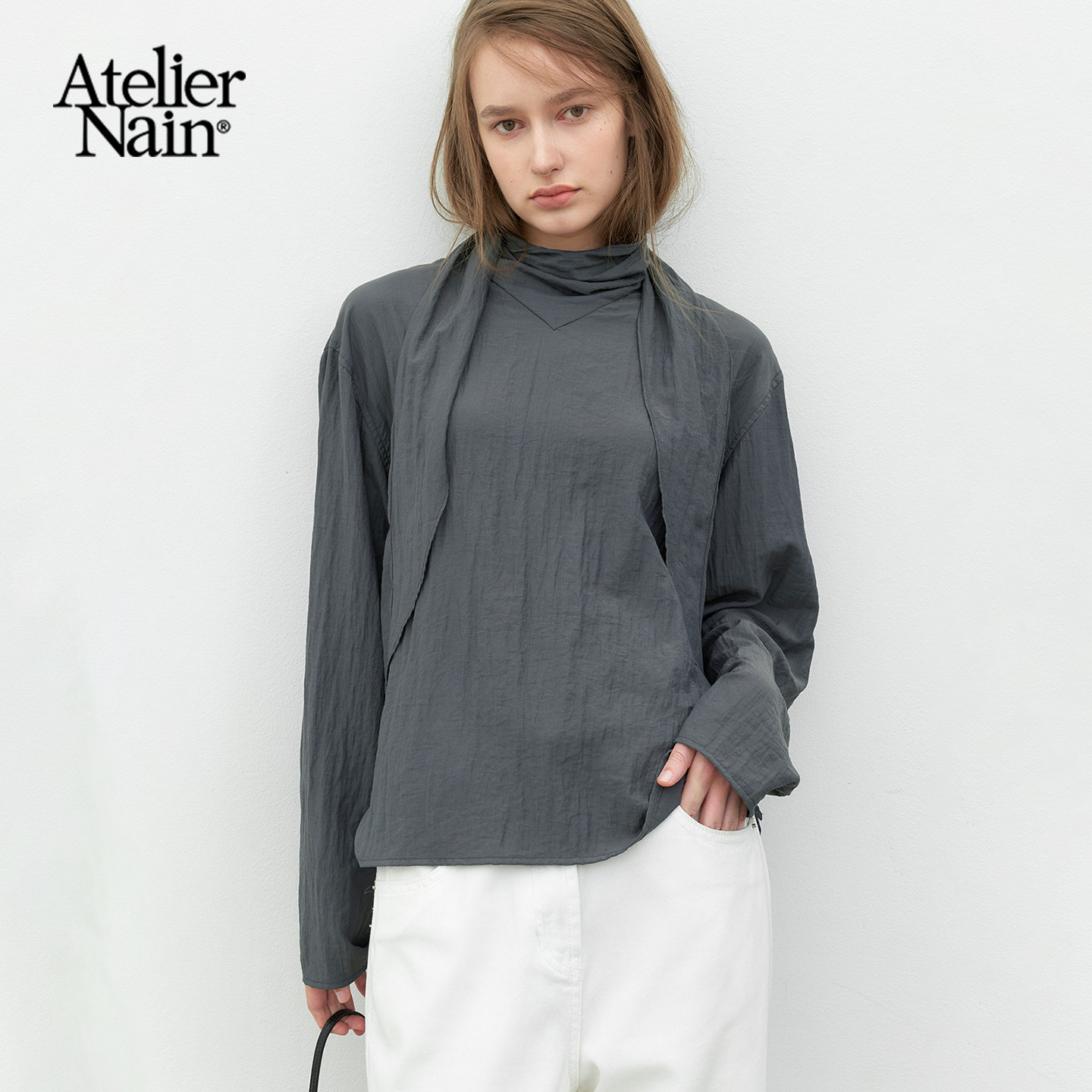 Atelier Nain2026年秋季新款衬衫时尚系带设计感温柔风通勤上衣女