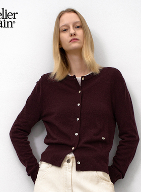 Atelier Nain2025年秋冬新款羊毛开衫韩版圆领毛衣复古针织衫女