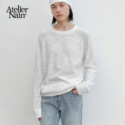 Atelier Nain2026年春季新款圆领针织衫女基础款百搭慵懒风上衣