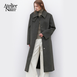 毛呢外套灰色高级感长款 新款 大衣极简风女 Nain2025年冬季 Atelier