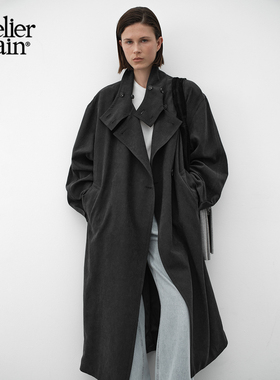 Atelier Nain2025年秋季新款高级感长款风衣外套女简约垂感上衣