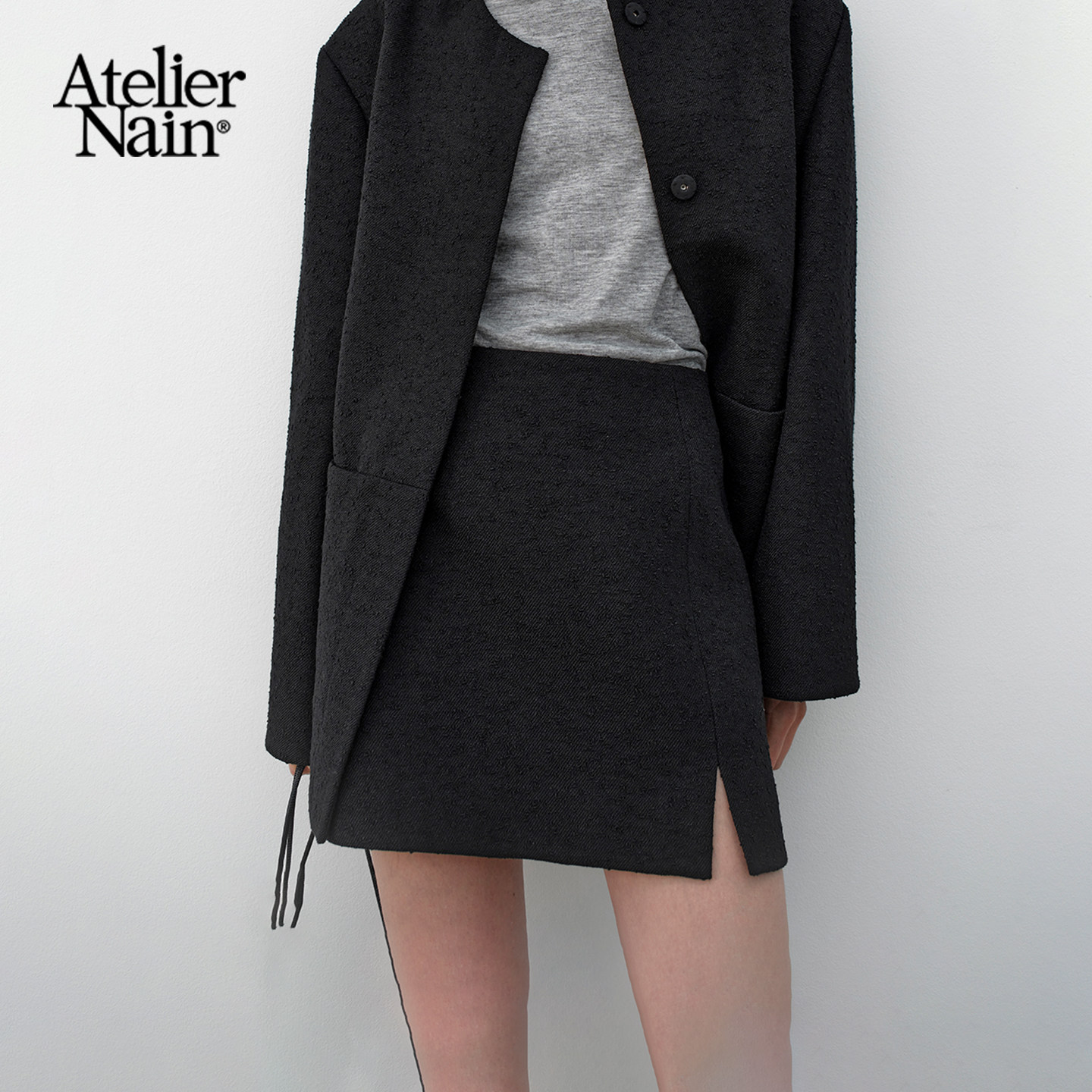 Atelier Nain2025年秋季新款短裙韩版开叉高级感小众直筒半身裙女图片