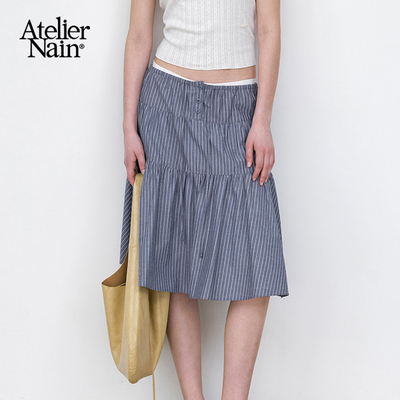 博主同款Atelier Nain2026年夏季新款韩系条纹蛋糕裙显瘦半身裙女