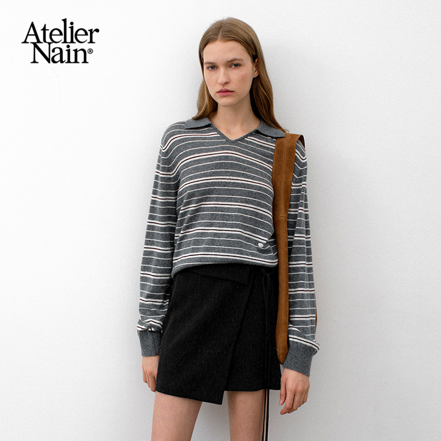 Atelier Nain2025年秋季新款Polo领针织衫韩版设计感小众上衣女
