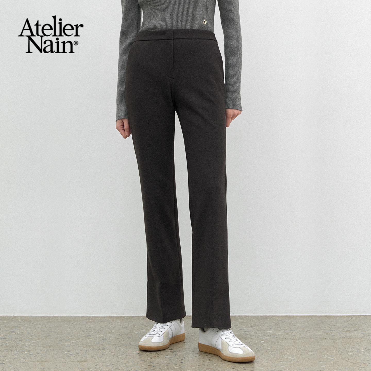 Atelier Nain2025年秋冬新款高腰微喇长裤时尚百搭显瘦休闲裤女