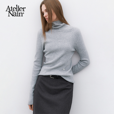 Atelier Nain2025年秋冬新款高领针织衫女修身显瘦打底衫长袖上衣