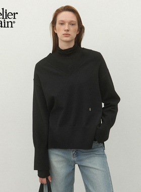 【一枝南南同款】Atelier Nain2025年秋冬新款针织衫宽松V领毛衣