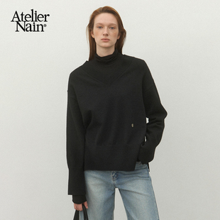 【一枝南南同款】Atelier Nain2025年秋冬新款针织衫宽松V领毛衣