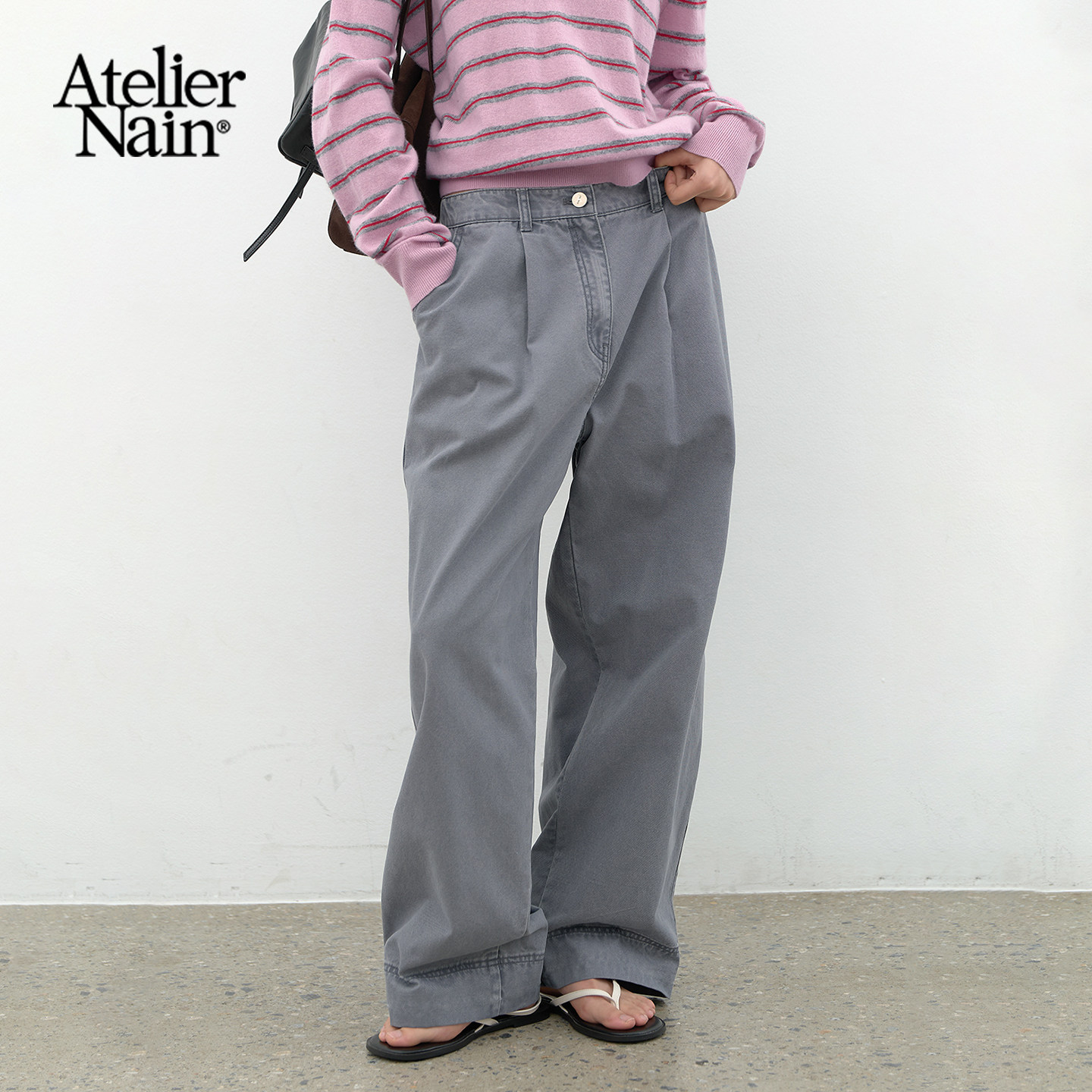 Atelier Nain2026年秋季新款韩版高腰阔腿裤女通勤百搭松弛风长裤