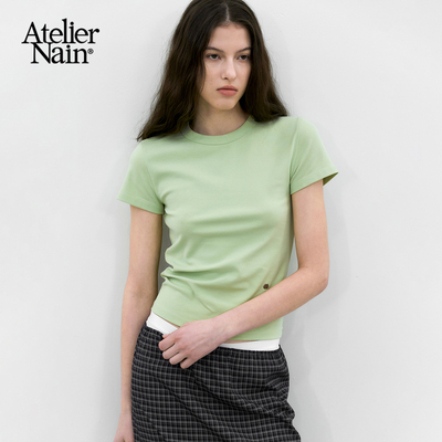 Atelier Nain2026年夏季新款极简风短袖T恤女修身百搭圆领上衣