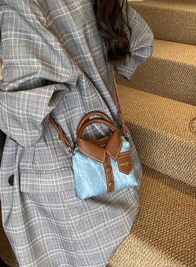 韩系小众个性设计mini手提包包女新款休闲衬衣包2025简约斜挎包