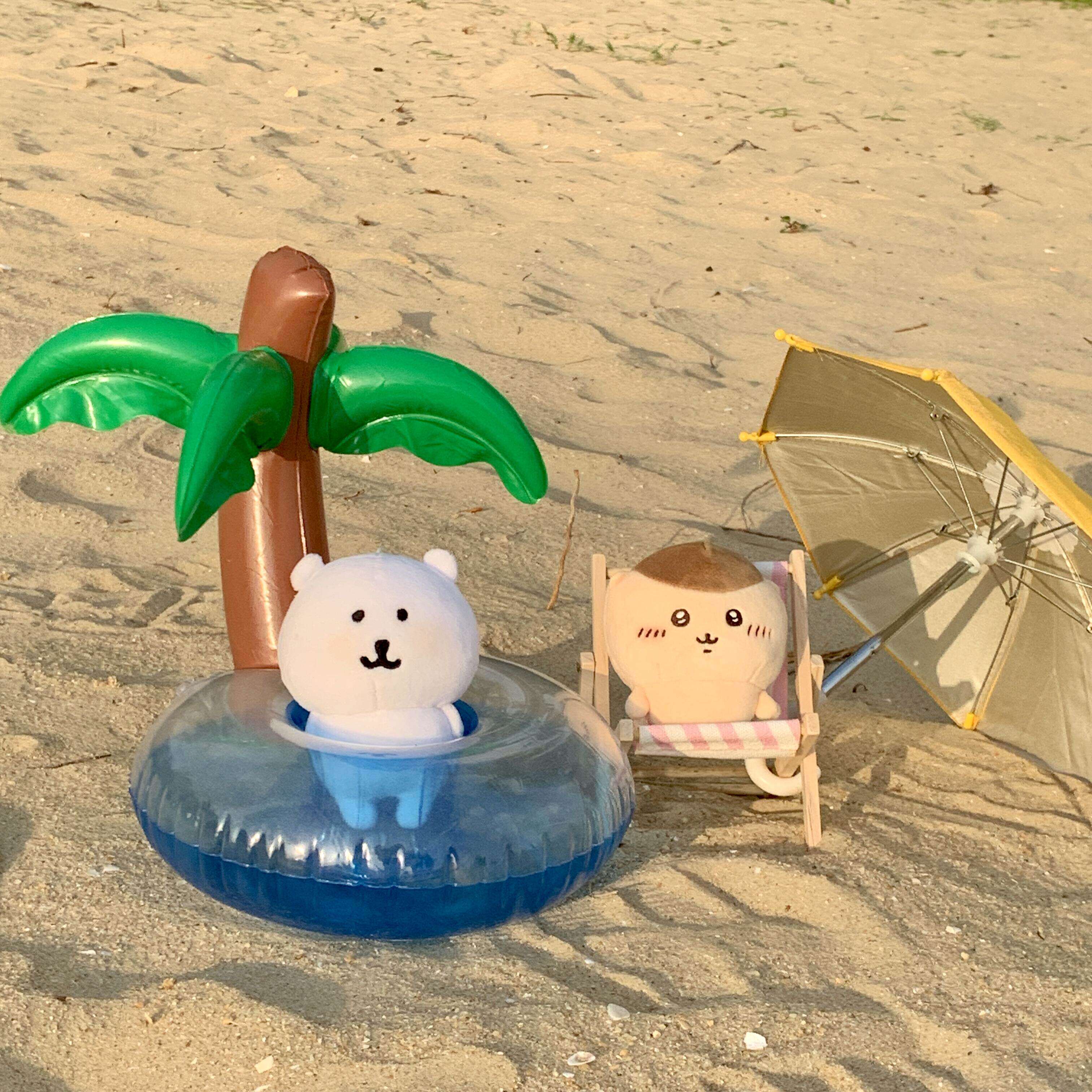椰子树游泳圈10cm13cm自嘲熊公仔玩偶娃用生活场景道具配件可漂浮