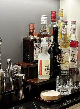 实木酒架酒柜展示架置物架简约家用小型餐厅桌上酒柜双层宿舍调酒