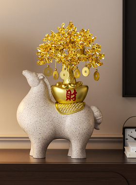 高级感小众马摆件2025新款水晶发财树乔迁新居客厅玄关酒柜装饰品