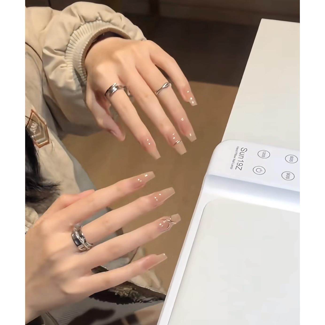 【冰茶】纯手工穿戴甲秋冬显白茶色美甲温柔气质日常长款可拆卸甲,彩妆/香水/美妆工具,穿戴甲/甲片,淘宝优惠券,粉丝福利购,淘宝优惠卷