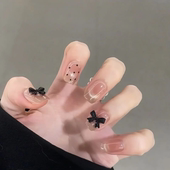 2025手工穿戴甲立体蝴蝶结短款 波点少女腮红猫眼可拆卸美甲指甲片