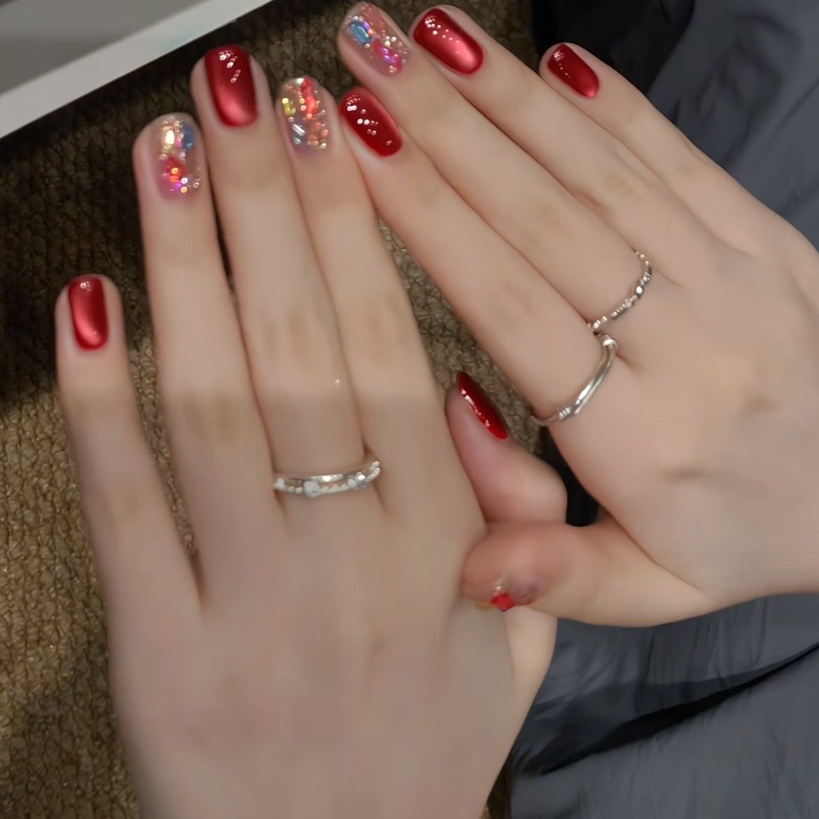 【红宝石】纯手工穿戴甲秋冬显白红石榴猫眼美甲气质温柔可拆卸甲,彩妆/香水/美妆工具,穿戴甲/甲片,淘宝优惠券,粉丝福利购,淘宝优惠卷