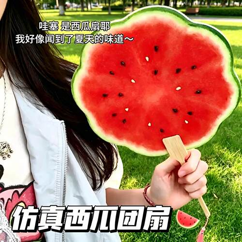 夏日清凉手绘西瓜团扇送闺蜜