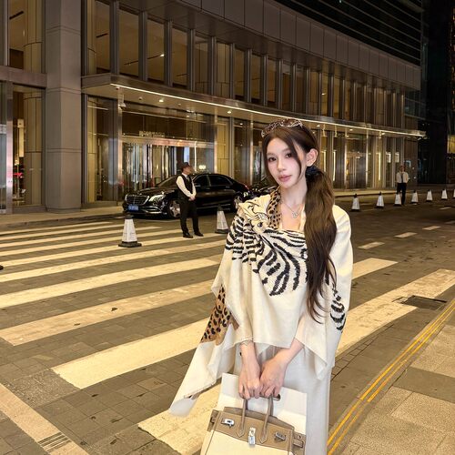复古老钱风贵气金钱豹大披肩女夏季软糯轻薄外搭时尚空调房丝巾潮