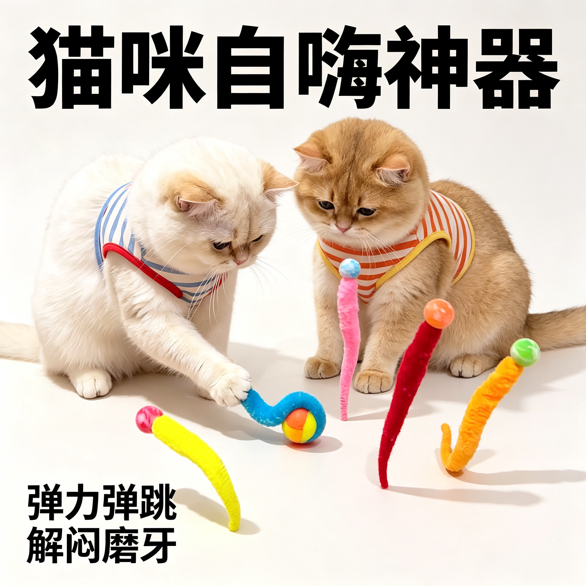 毛毛虫弹力球逗猫棒自嗨解闷