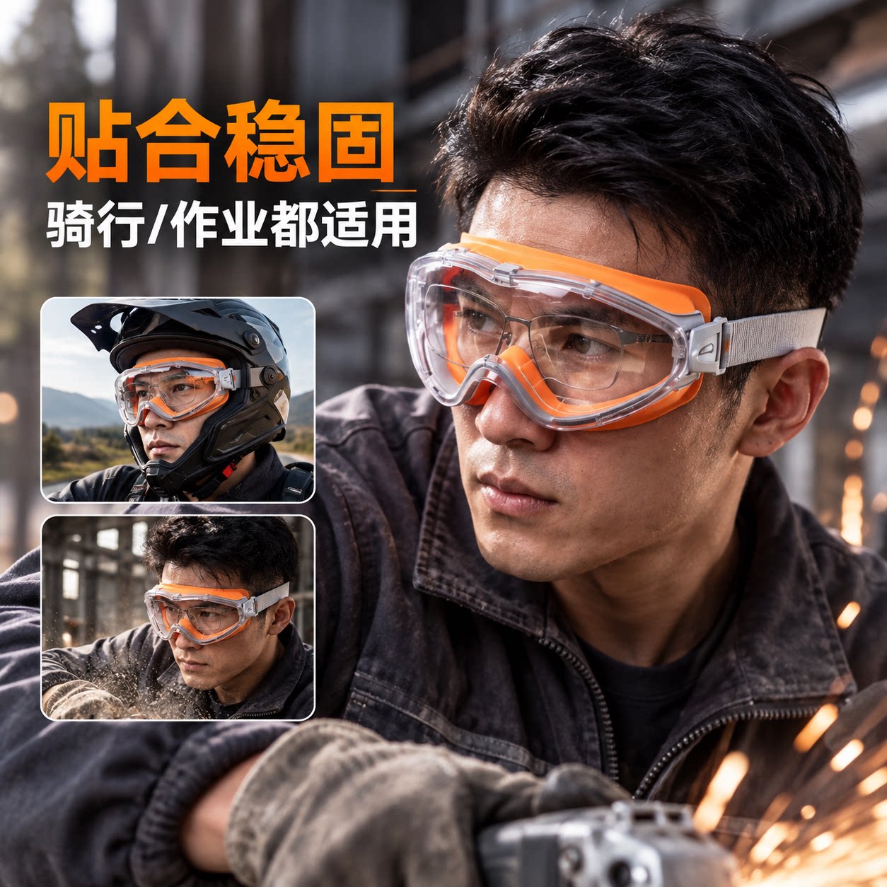 硅胶防雾防尘骑行打磨护目镜
