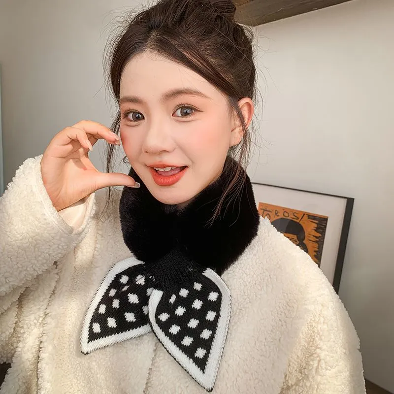 冬季保暖围脖护颈女新款圆点时尚