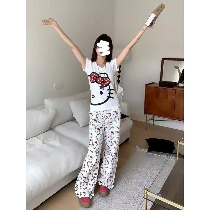 KT猫印花图案牛仔裤女冬季新款潮