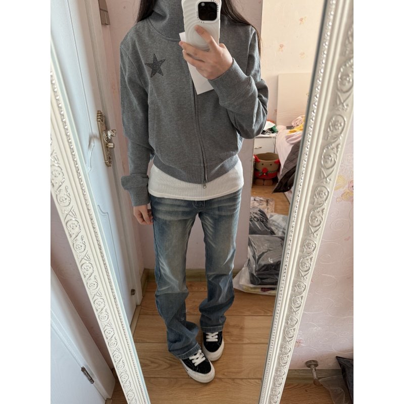 美式复古水洗牛仔裤女夏季2025新款学生百搭修身显瘦窄版微喇长裤