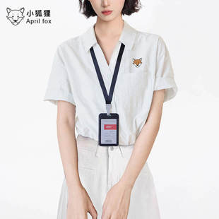 英国April Fox小狐狸v领正肩短袖衬衫女2026夏季宽松半袖中袖衬衣