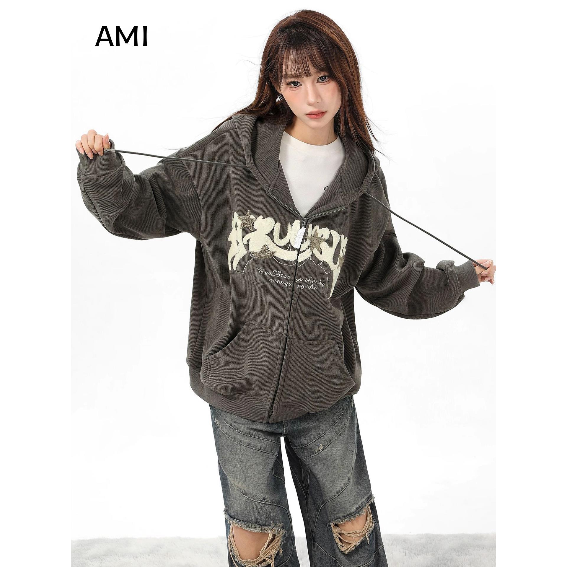AMI美式覆古灰色灯芯绒连
