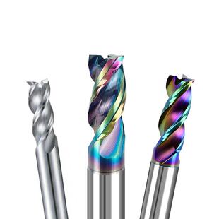 高硬动态铝铣刀钨钢高效厚前波刀u型槽波纹彩色合金厚皮革三刃