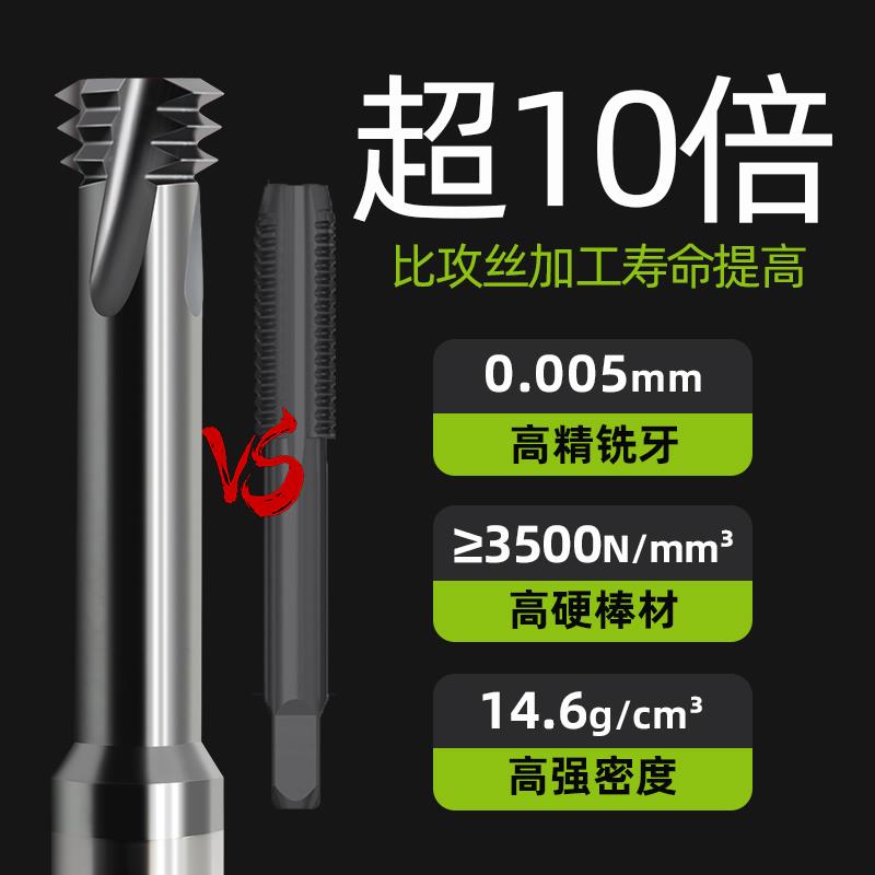 螺纹铣刀单牙三牙加工中心铣牙刀M1M2.5M2M3M4M5M6钨钢加长洗牙刀