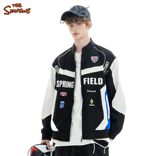 防风运动拼接情侣上衣女 新款 辛普森一家男装 机车风夹克外套男春季