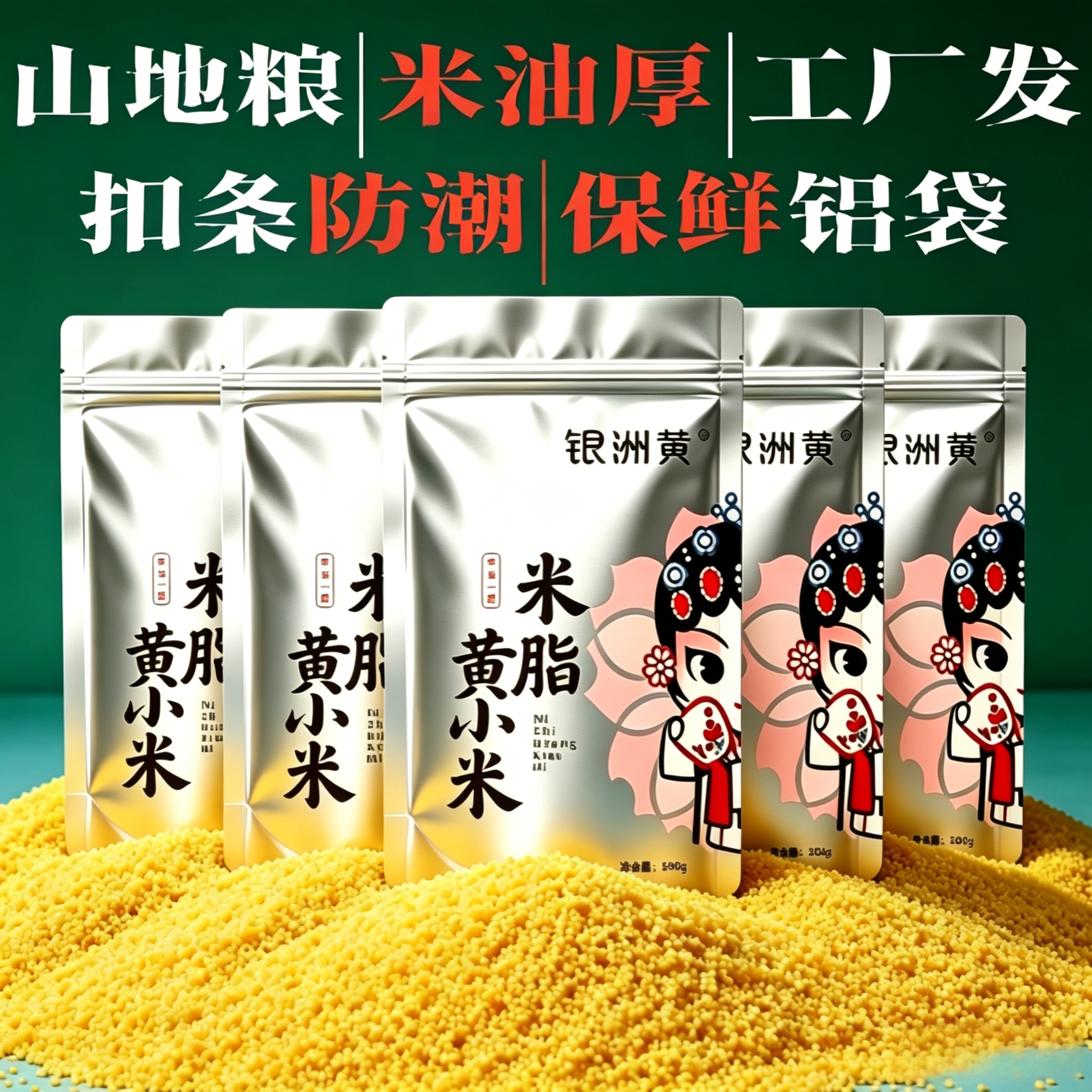 陕北米脂黄小米新米陕西特产小米杂粮小米粥小黄米油小米粮食500g
